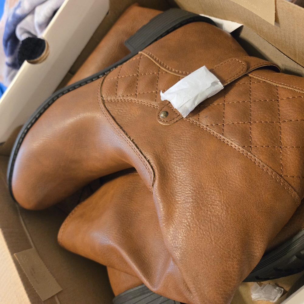 St. John's Bay Brown Ankle Boots with Quilted Design